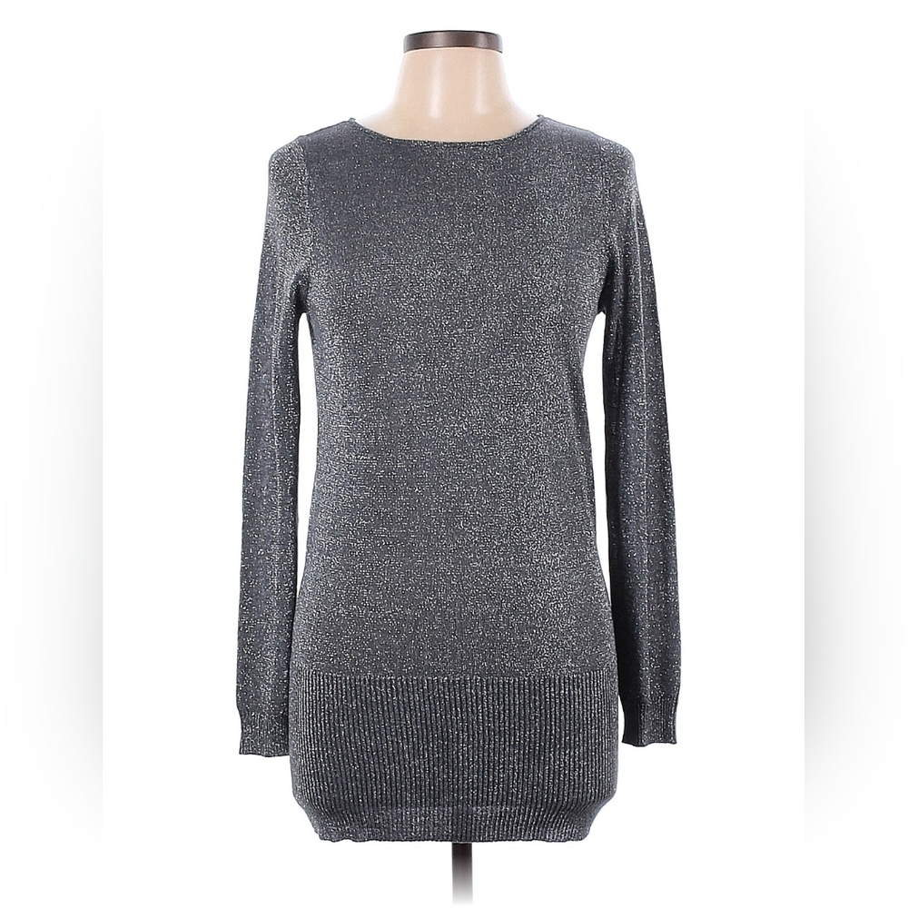 🎉5/$20 EUC Charlie Paige Silver Shimmer Shiny Tie Back Sweater